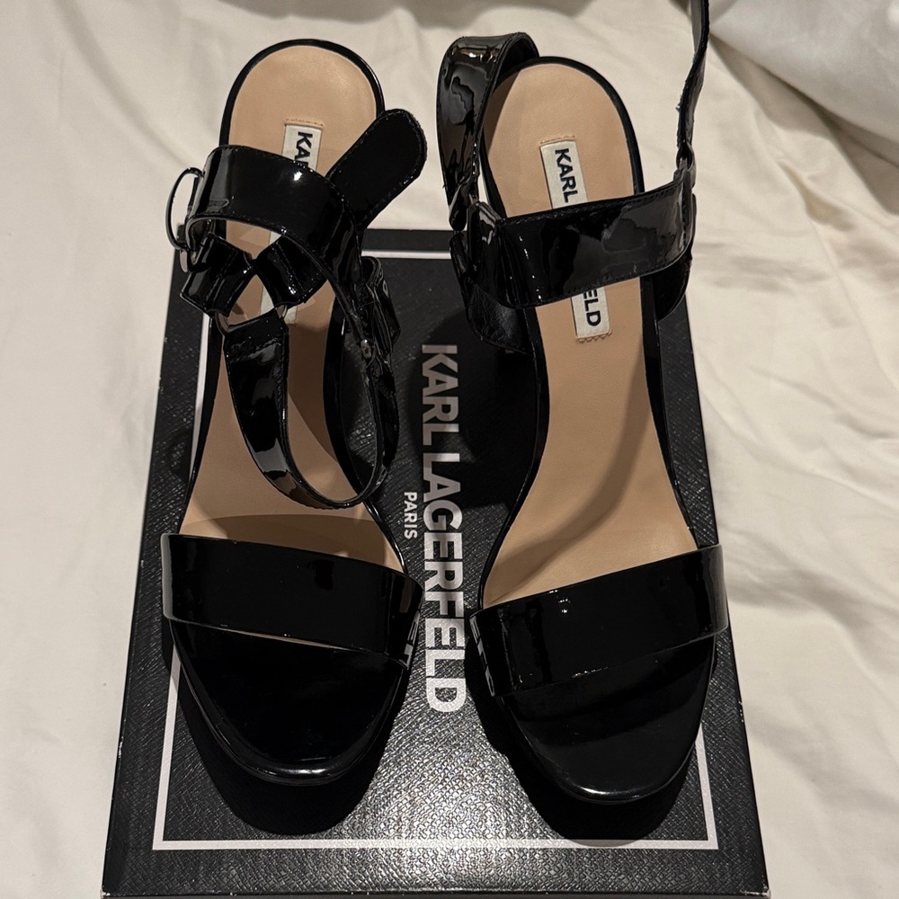 Karl Lagerfeld Glossy Black Women's Sandals